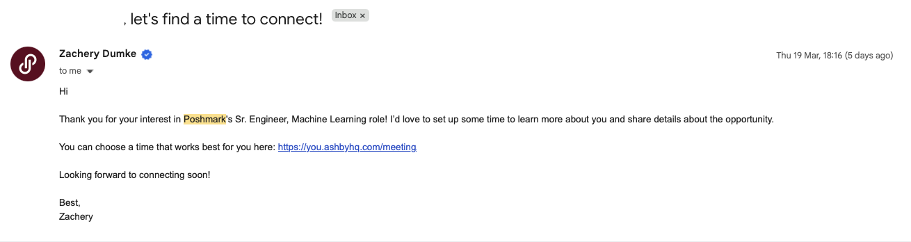 Poshmark recruiter outreach